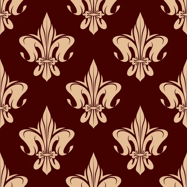 Brown seamless fleur-de-lis pattern — Stock Vector