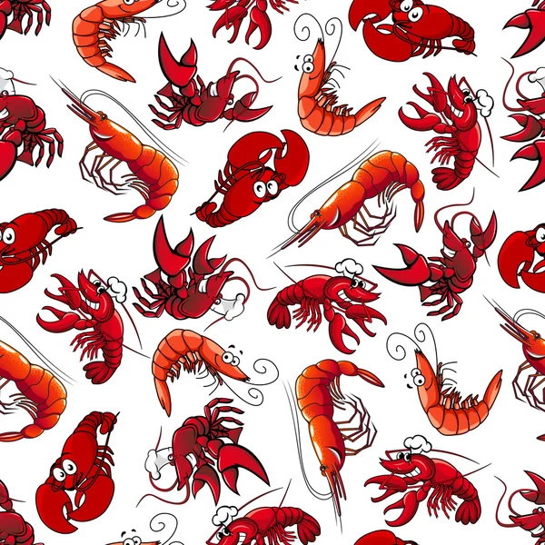 Lobsters and shrimps seamless pattern — Stock Vector