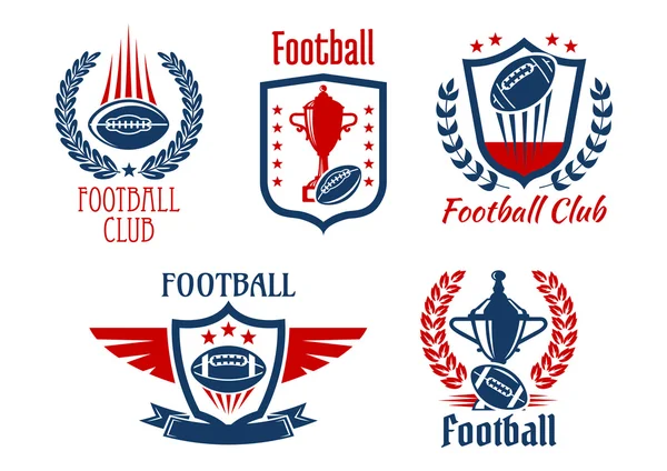 American football sport symbols and icons — Stock Vector
