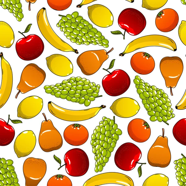 トロピカルとガーデンフルーツのパターン — ストックベクタ