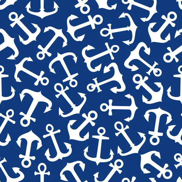 Ancrages marins sans couture motif sur bleu — Image vectorielle