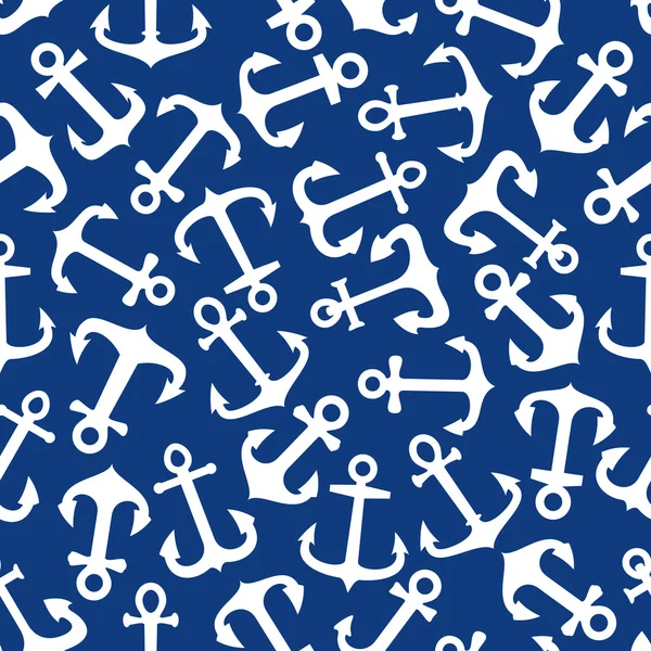 Seamless marine anchors pattern on blue — Stock Vector