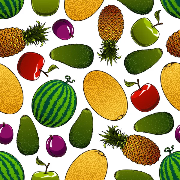 Ripe juicy fruits seamless pattern — Stock Vector
