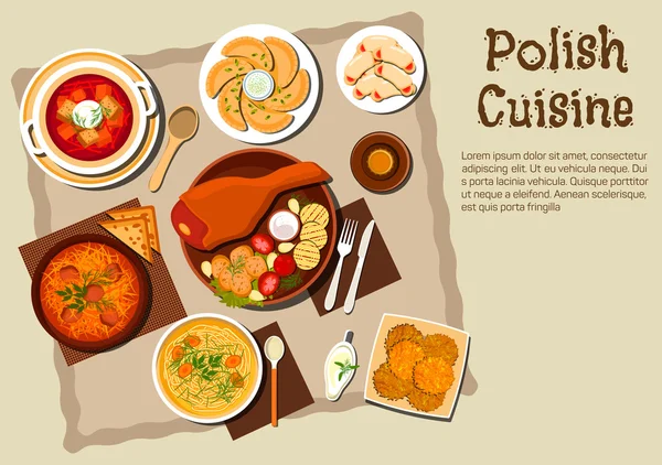 Cucina tradizionale polacca menu piatti — Vettoriale Stock