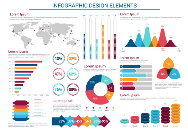 Infographics design charts and elements — Stok Vektör