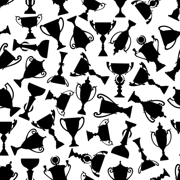 Patrón de trofeos deportivos en blanco y negro — Vector de stock