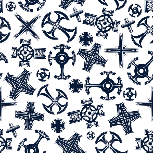 Ancient blue crosses seamless pattern — Stock Vector