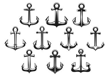 Retro deniz stoklu çapa simgeleri