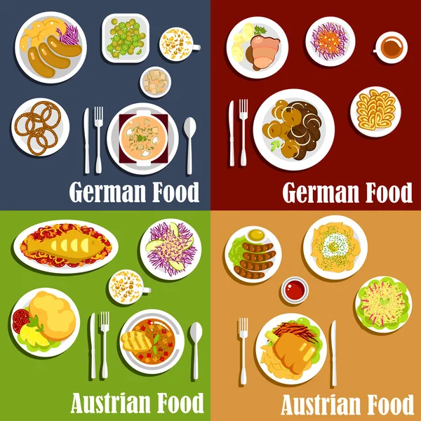 Austrian and german cuisine dishes — Stock Vector