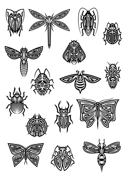 Insect dieren tatoeages en symbolen — Stockvector