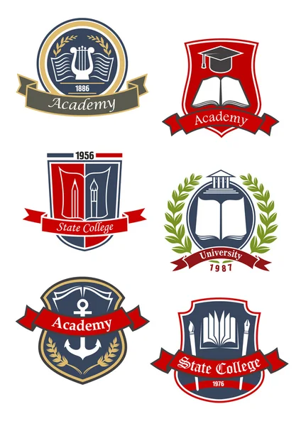 University, college and academy emblems — Stock Vector