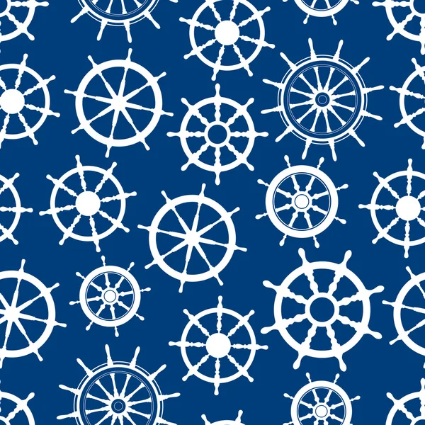 Blue seamless pattern with ship helms — Stock Vector