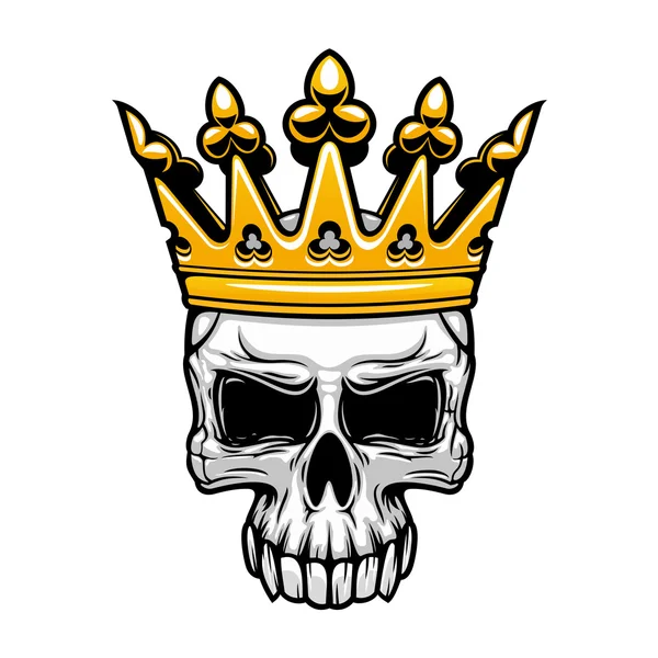 Król czaszka w królewskiej złotej korony — Wektor stockowy
