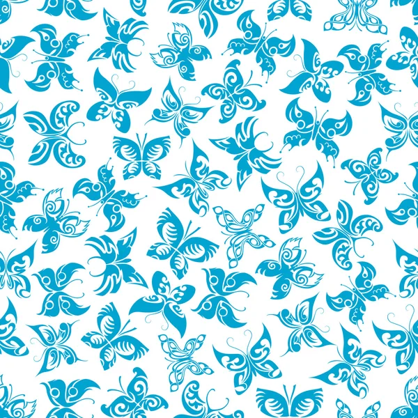 Papillons bleu volant motif sans couture — Image vectorielle