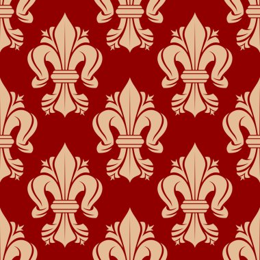 Kırmızı dikişsiz fransız zambak desen