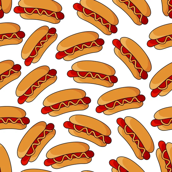 Appetizing hot dogs seamless pattern — 스톡 벡터