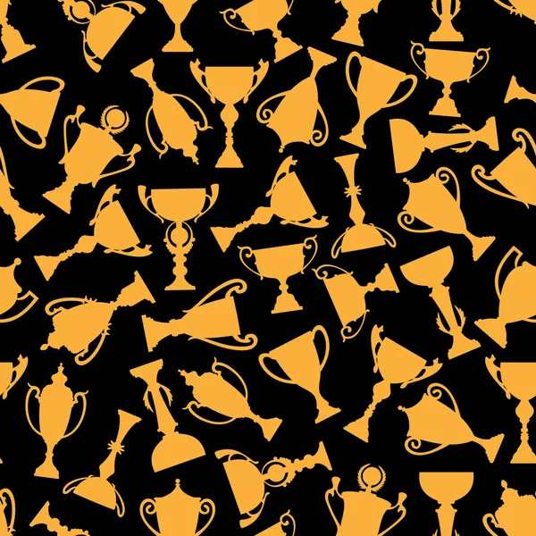 Gouden trofee cups naadloze patroon — Stockvector