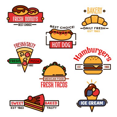 Lokanta ya da fırın tasarımı için ince doğrusal sembolleri