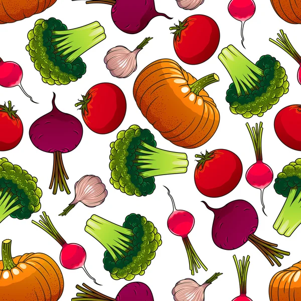 Granja ecológica verduras patrón sin costura — Vector de stock