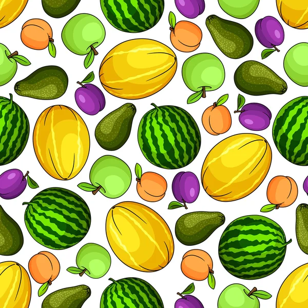 Ripe fruits colorful seamless pattern — Stock Vector