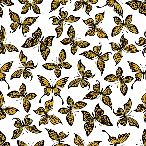 Sarı ve siyah kelebekler seamless modeli