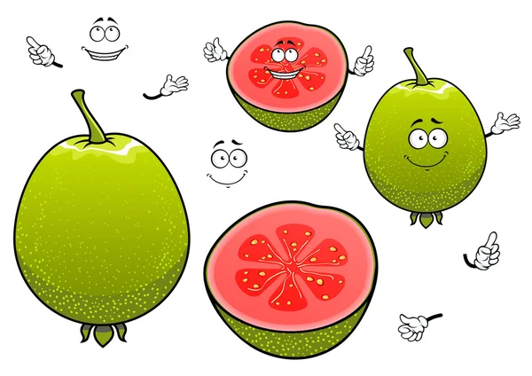 Desenhos animados tropicais mexicanos personagens de frutas de goiaba — Vetor de Stock