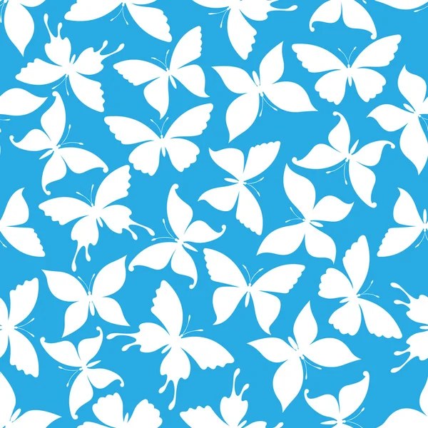 Seamless white flying butterflies pattern — Stock Vector