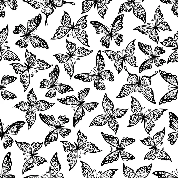 Vintage ornamental butterflies seamless pattern — Stock Vector