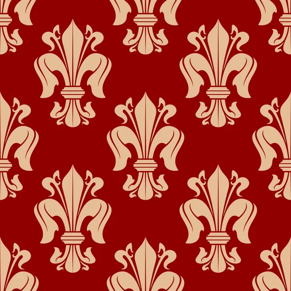Red fleur-de-lis seamless pattern background — Stock Vector