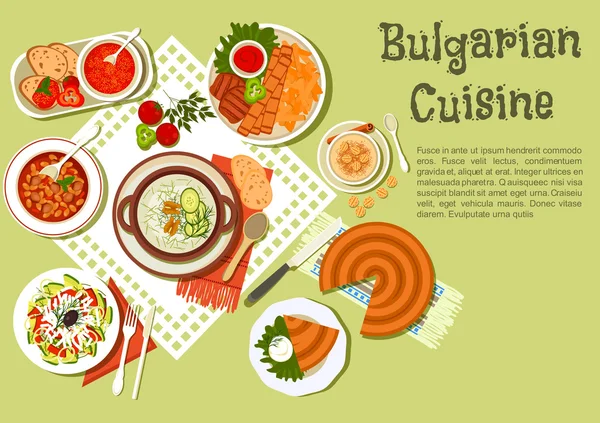 Яскраве святкове меню ікона болгарської кухні — стоковий вектор