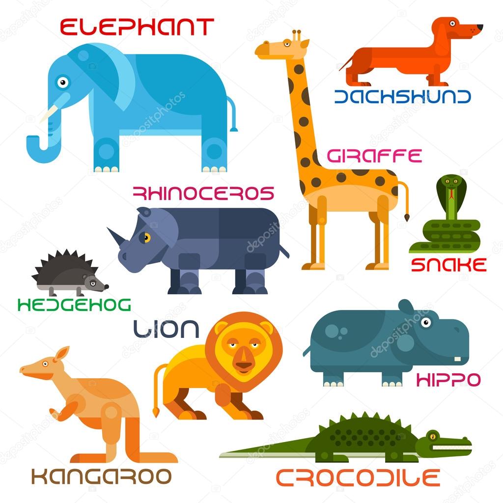 Wild and domestic animals cartoon flat icons Stock Vector Image by ©Seamartini #106827298 Wild and domestic animals cartoon flat icons Stock Vector Image by ©Seamartini #106827298