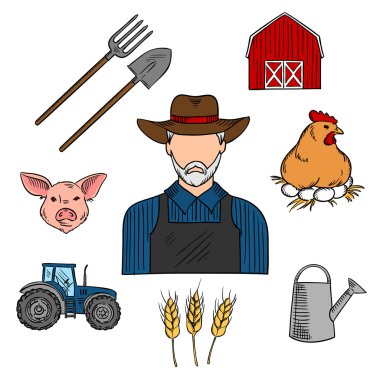 Tarım veya hayvancılık çiftçi skeç sembolü