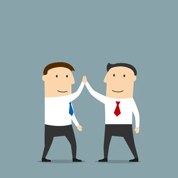 Businessmen celebrating success with a high five — Stock Vector