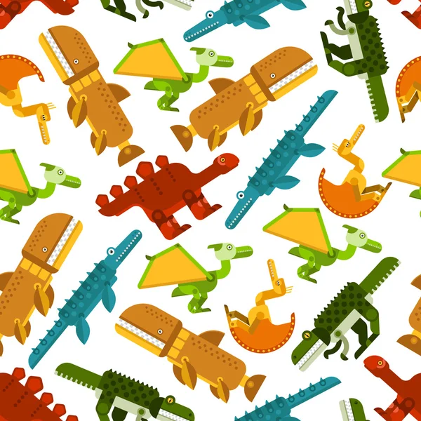 Sömlösa dinosaurier och förhistoriska djur mönster — Stock vektor