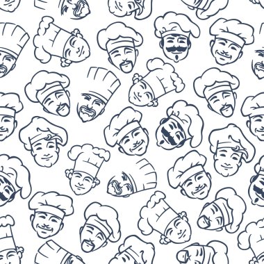 Seamless chefs and bakers in toques pattern vector