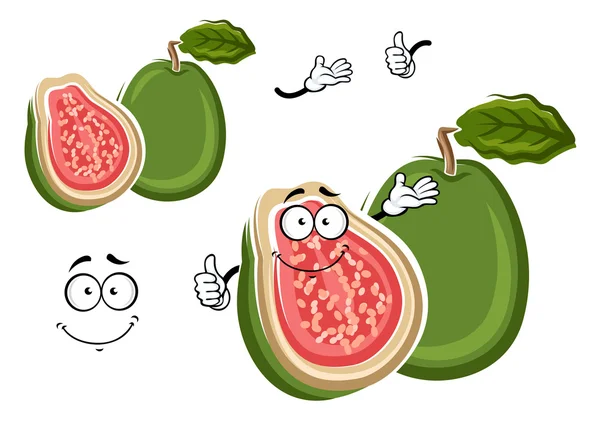 Tropikal yeşil elma guava meyve çizgi film karakteri — Stok Vektör