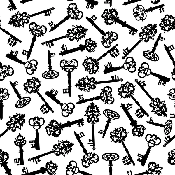 Vintage victorian forged keys seamless pattern — Stock Vector