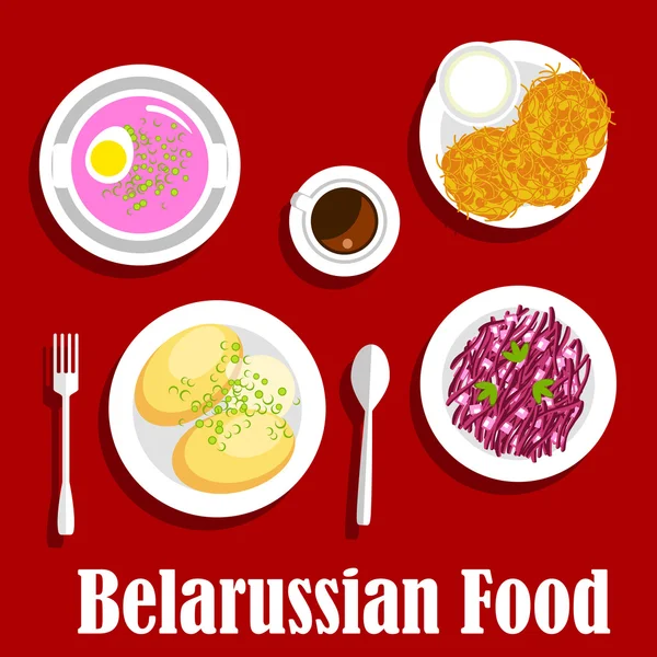 Weißrussische vegetarische Nationalgerichte flache Ikone — Stockvektor
