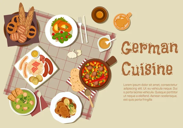 Autentici piatti di carne tedeschi icona piatta — Vettoriale Stock