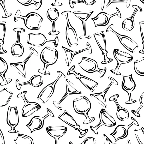 Cocktail party seamless pattern with stemware — Stok Vektör