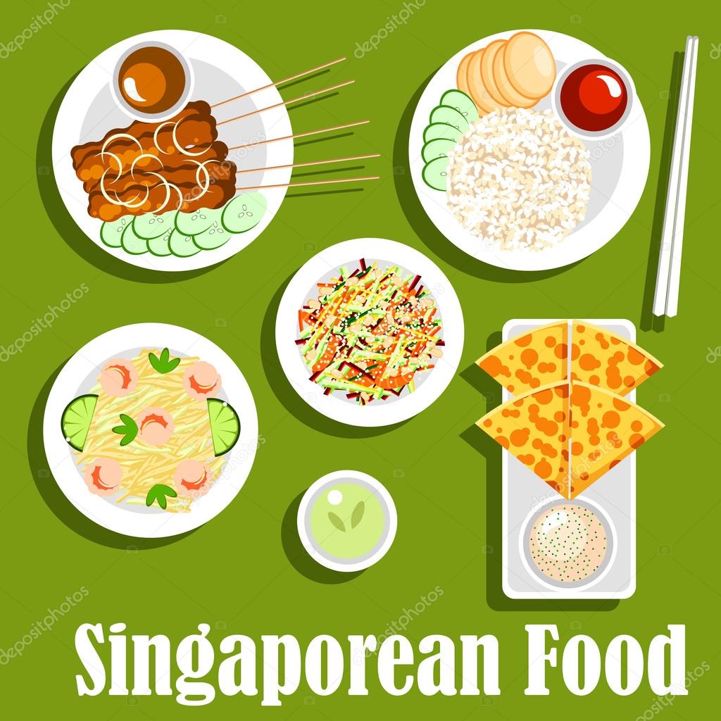 Singaporean national cuisine flat icon Stock Vector Image by