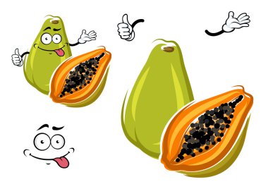 Karikatür egzotik hawaii yeşil papaya meyve