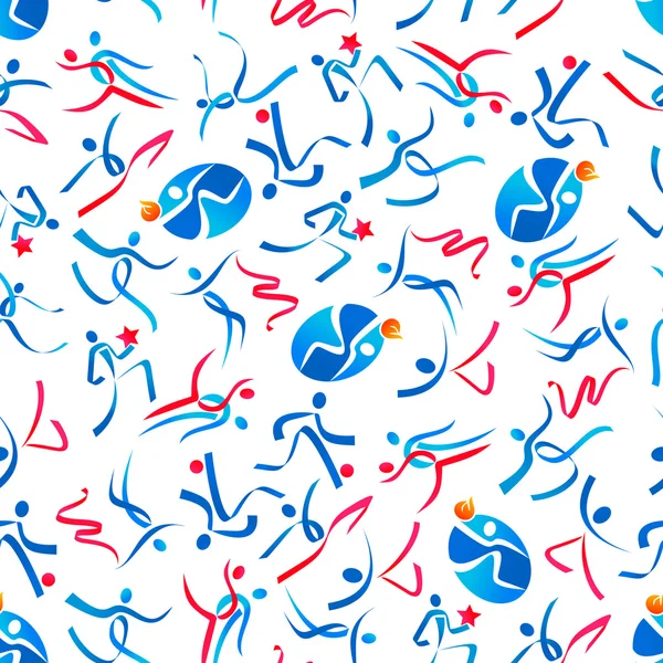 Sporting seamless pattern with dancing sportsmen — Stok Vektör