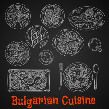 Traditional bulgarian cuisine chalk sketches