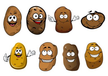Karikatür komik gülümseyen patates sebze