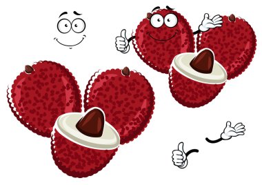 Egzotik asya karikatür lychee meyve karakteri