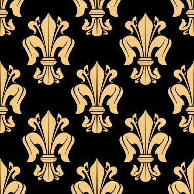 Golden and black seamless fleur-de-lis pattern