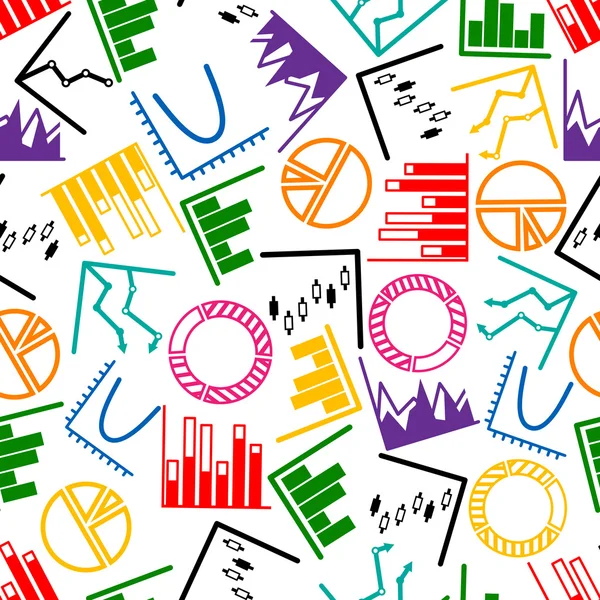 Business graphs and charts seamless pattern — ストックベクタ