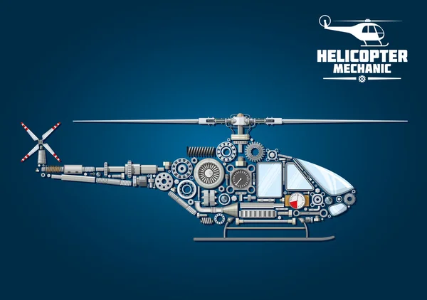 Silhouette of mechanical detailed helicopter — Wektor stockowy