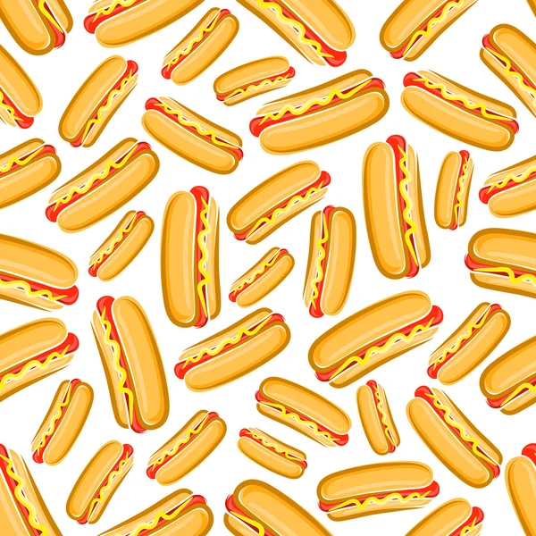 Gyorsétterem hot dog szendvicsek varrat nélküli minta — Stock Vector